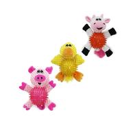 Ancol Small Bite Ball Bellies Pig / Cow / Chick - Pet Toys - Multi-Coloured