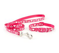 Ancol Small Bite Heart Collar and Lead Set Raspberry Silky Nylon with Heart Design - Adjustable Collar for Small Dogs - 20-30cm Length