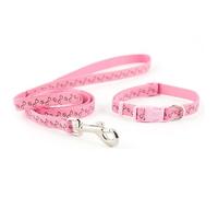 Ancol Small Bite Paw n Bone Collar & Lead Set Pink - DOG LEAD