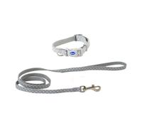 Ancol Small Bite Polka Softweave Dog Collar and Lead Set, Pebble | Includes a quick-release snap-buckle for fast removal and fits small dogs up to 7kg, with eco-friendly recycled packaging.