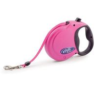 Ancol Small Bite Retractable Comfortable Stylish Raspberry Puppy Lead Pet Leash Training Accessory 5m, Small