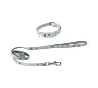 Ancol Small Bite Stars Adjustable Collar and Lead Set, 20-30cm, Pebble | Softweave fabric protects puppies, plus a snap-buckle allows quick removal; includes a 1m leash rated up to 7kg.