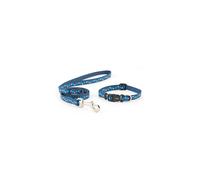Ancol Small Bite Stars Collar ( adjusts 20-30cm) & Lead ( 1m x 10mm) Set Blue