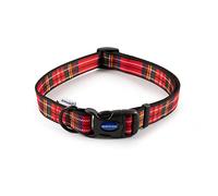Ancol Small Breeds Nylon Adjustable Collar Red Tartan Design for Dogs - Super Soft Polyester Material - 45-70cm Size 5-9