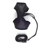 Ancol Soft Mesh Cat Harness and Lead Set Black Washable Design for Cats - Comfortable and Adjustable - 17cm Length/Large