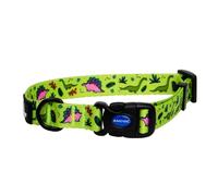 Ancol Dino Patterned Round Dog Collar Lightweight Sturdy Grip Adjustable Buckle Durable Secure Fit Soft Comfortable Stylish Pet Puppy Leash - Small