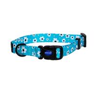 Ancol Dog Collar Soho Daisy Leaf – 100% Recycled Fabric, Adjustable Buckle – Blue M (30–50 cm)