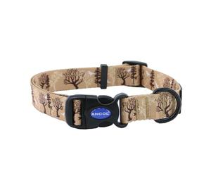 Ancol Soho Round Dog Collar Woodland Patterned - 100% Recycled Fabric Comfortable Pet Accessory - Sturdy Adjustable Buckle Puppy Neckband - Large