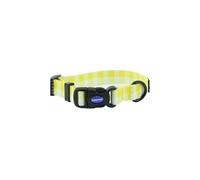 Ancol Soho Round Dog Collar Yellow Check Patterned - 100% Recycled Fabric Comfortable Pet Accessory - Sturdy Adjustable Buckle Puppy Neckband - S
