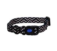 Ancol Soho Round Dog Collar Zigzag Patterned - 100% Recycled Fabric Comfortable Pet Accessory - Sturdy Adjustable Buckle Puppy Neckband - S