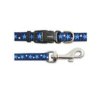 Ancol Small Bite Collar and Lead Set Reflective Stars Blue - 20 - 30cm