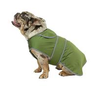 Ancol Stormguard Soft Shell Dog Coat in Khaki - Waterproof Pet Rain Jacket with Harness Hole - Reflective Edging Puppy Apparel - S