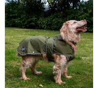 Ancol Stormguard Soft Shell Dog Coat in Khaki - Waterproof Pet Rain Jacket with Harness Hole - Reflective Edging Puppy Apparel - M