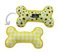 Ancol Sunflower Yellow Patterned Reversible Cuddly Plush Dog Puppy Pet Bone Toy