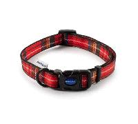 Ancol Nylon Adjustable Collar Red Tartan - 45-70cm