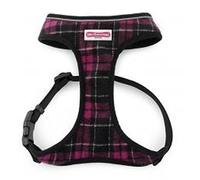 Ancol Tartan Dog Harness - Purple - Lightweight Breathable Padded Air Mesh with Snap On Design - Large Size 53-74cm
