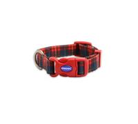 Ancol Soho Round Dog Collar Tartan Patterned - 100% Recycled Fabric Comfortable Pet Accessory - Sturdy Adjustable Buckle Puppy Neckband - S