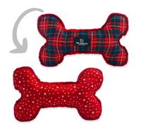 Ancol Tartan Star Patterned Reversible Cuddly Plush Dog Puppy Pet Bone Toy 28cm