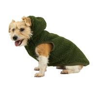 Ancol Teddy Sherpa Dog Fleece Hoodie in Green - Warm Cosy Pet Sweatshirt with Harness Hole and Soft Texture - Thick Puppy Outdoor Pullover- L