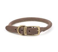 Ancol Timberwolf Bonded Thread Leather Round Dog Collar - Sable - Soft Leather Design with Antique Gold Buckle - Ideal for Long Haired Dogs - 45-54cm Size 6