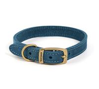Ancol Timberwolf Dogs Leather Collar Blue Size 1, To Fit Neck 20-26 cm, Collar Width 1.6 cm
