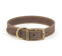 Ancol Timberwolf Leather Dog Collar - Brown - Size: X Large
