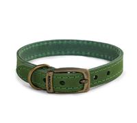 Ancol Timberwolf Leather Dog Collar - Green - Size: Large