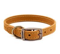 Ancol Timberwolf Leather Dog Collar - Mustard - Size: Large