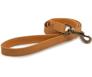 Ancol Timberwolf Leather Dog Lead in Mustard - Handcrafted Top Grain Bridle Lea