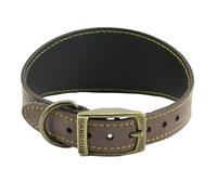 Ancol Timberwolf Leather Greyhound Dog Collar in Sable - Top Grain Bridle Leather Comfortable Durable Pet Training Accessory - 34-43cm