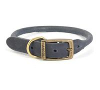 Ancol Timberwolf Bonded Thread Leather Round Dog Collar - Blue - Soft Leather Design with Antique Gold Buckle - Reduces Fur Flattening - 28-36cm Size 3