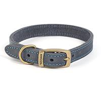 Ancol Timberwolf Dogs Leather Collar Blue Size 1, To Fit Neck 20-26 cm, Collar Width 1.6 cm