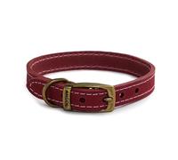 Ancol Timberwolf Premium Leather Dog Collar - Comfortable Durable Pet Training Accessory - Raspberry Bridle Leather - Soft Supple Waterproof Treated - 35-43cm Size 4
