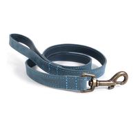 Ancol Timberwolf Premium leather dog lead, 1m long (Blue) | Top quality puppy leash made of genuine soft bridle leather + optional matching collar