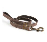 Ancol Timberwolf Premium leather dog lead, 1m long (Brown) | Top quality puppy leash made of genuine soft bridle leather + optional matching collar