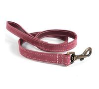 Ancol Timberwolf Premium leather dog lead, 1m long (Red) | Top quality puppy leash made of genuine soft bridle leather + optional matching collar