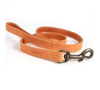 Ancol Timberwolf Premium leather dog lead, 1m long (Tan) | Top quality puppy leash made of genuine soft bridle leather + optional matching collar