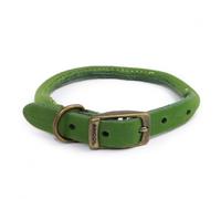 Ancol Timberwolf Round Leather Dog Collar - Green - Size: XXX Large