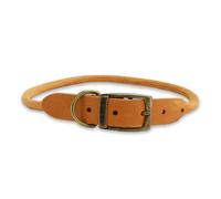 Ancol Timberwolf Round Leather Dog Collar in Mustard - Comfortable Top Grain Bri