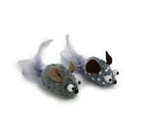 Ancol Twin Mice Set Cat Toy with Catnip - Interactive Batting Playing Kitten Toy - Fun Adventure Games Pet Accessory - 16cm