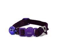 Ancol Velvet Heart Cat Collar in Black - Extra Soft Velvet with Sparkling Gem Heart and Break Away Buckle - Includes XL Warning Bell