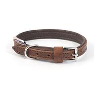 Ancol Vintage Leather Padded Collar 28-36cm Size 3, chestnut