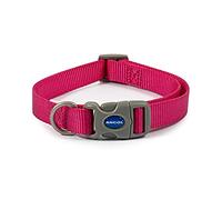 Ancol Dog Collar Viva Adjustable - Weatherproof Nylon, Quick-Fit - Medium 30-50cm Pink