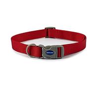 Ancol Viva Adjustable Dog Collar in Red - Lightweight Weatherproof Quick Fit Nylon Collar - Size 5-9 / Large Fits Neck 45-70cm