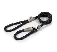 Ancol Viva Dog Rope Slip Lead in Black - Reflective Comfortable Pet Training Accessory - Weatherproof Puppy Walking Leash - 1.2M x 12mm