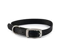 Ancol Viva Lightweight Dog Collar with Reflective Stitching - Black - Durable Weatherproof Poly Weave Pet Neckband - 20-26cm / Size 1