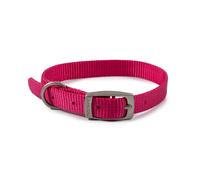 Ancol Viva Lightweight Dog Collar with Satin Buckle - Pink - Adjustable Weatherproof Poly Weave Puppy Neckband - 20-26cm / Size 1