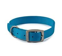 Ancol Viva Lightweight Weatherproof Dog Buckle Collar Blue with Adjustable Fit Durable Poly Weave Webbing for Puppy Pet Training Walking Swimming Accessory Size 4 35-43cm