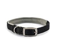 Ancol Viva Padded Soft Touch Dog Collar with Satin Buckle - Adjustable Weatherproof Comfortable Pet Neckband, Black, 50-59cm