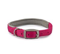 Ancol Viva Padded Soft Touch Dog Collar with Satin Buckle - Adjustable Weatherproof Comfortable Pet Neckband, Pink, 55-63cm